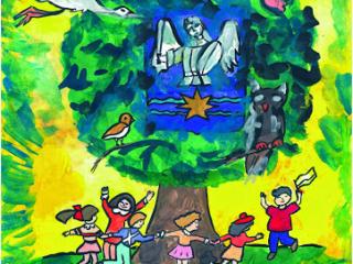 3 prix  dans la catégorie « 14-17 ans ». «Main dans la main vous n’aurez peur de rien».
Gurina Ilona 16 ans Atelier Artistique ACQUA, Slavutich, Ukraine.
Commentaire de l’artiste: Sur l'arbre autour duquel les enfants jouent il y a un Ange Blanc.