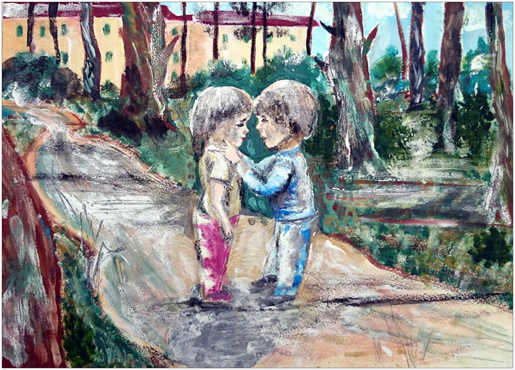 Anna GROMOVA, 16 ans, atelier artistique ACQUA, Slavutich, Ukraine. «Les amis d’enfance sont des repères de vie, ils nous rappellent d’où l’on vient pour mieux savoir où l’on doit aller dans la vie